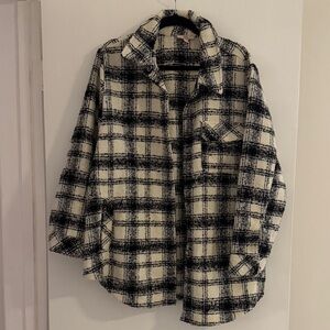 Black and cream Plaid tweed Jacket